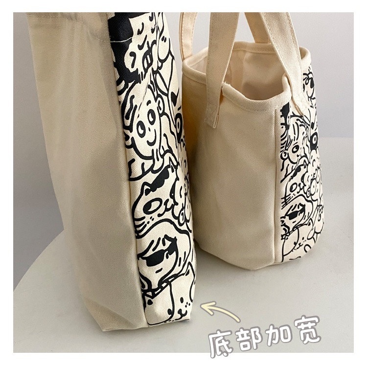 刺繡柯基單肩包＆水桶包 科基手提包手提袋 卡通帆布包帆布袋 肩背包側背包托特包斜背包 學生包便當袋  生日禮物-細節圖6