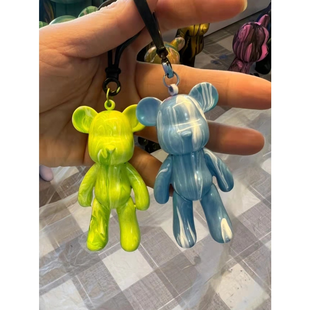 DIY流體熊鑰匙扣盲盒  流體暴力熊鑰匙圈  小熊掛飾吊飾 網紅鑰匙鏈 帶鍊鑰匙圈 積木熊庫柏力克熊 交換禮物 生日禮物-細節圖6