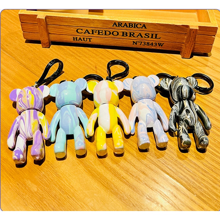 DIY流體熊鑰匙扣盲盒  流體暴力熊鑰匙圈  小熊掛飾吊飾 網紅鑰匙鏈 帶鍊鑰匙圈 積木熊庫柏力克熊 交換禮物 生日禮物-細節圖9