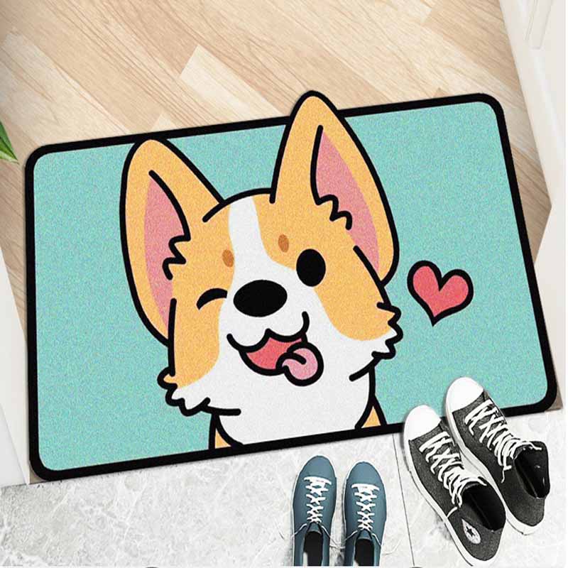 趴趴柯基地墊 科基地毯 柴犬地墊 門口地毯 腳踏墊 招財地墊 卡通地墊  門口地墊 開運地墊 生日禮物 入厝-細節圖2