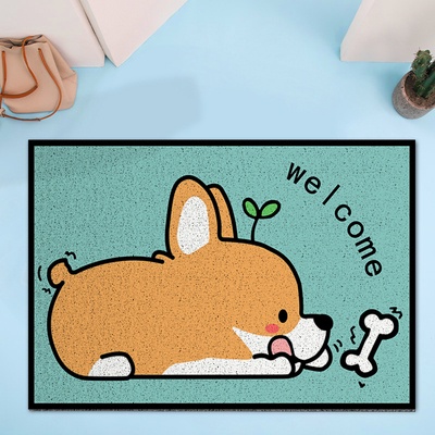 趴趴柯基地墊 科基地毯 柴犬地墊 門口地毯 腳踏墊 招財地墊 卡通地墊  門口地墊 開運地墊 生日禮物 入厝-細節圖3