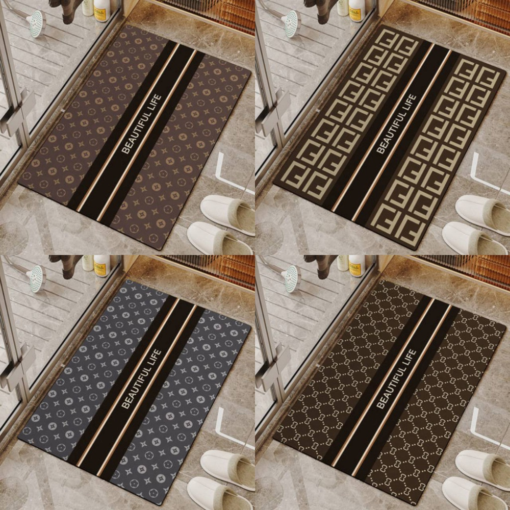 名牌配色風格硅藻泥浴室地墊 矽藻土珪藻泥珪藻土軟地墊 吸水軟墊瞬吸墊 防滑地墊腳踏墊 LV棕愛瑪仕橘蒂芬尼藍-細節圖5