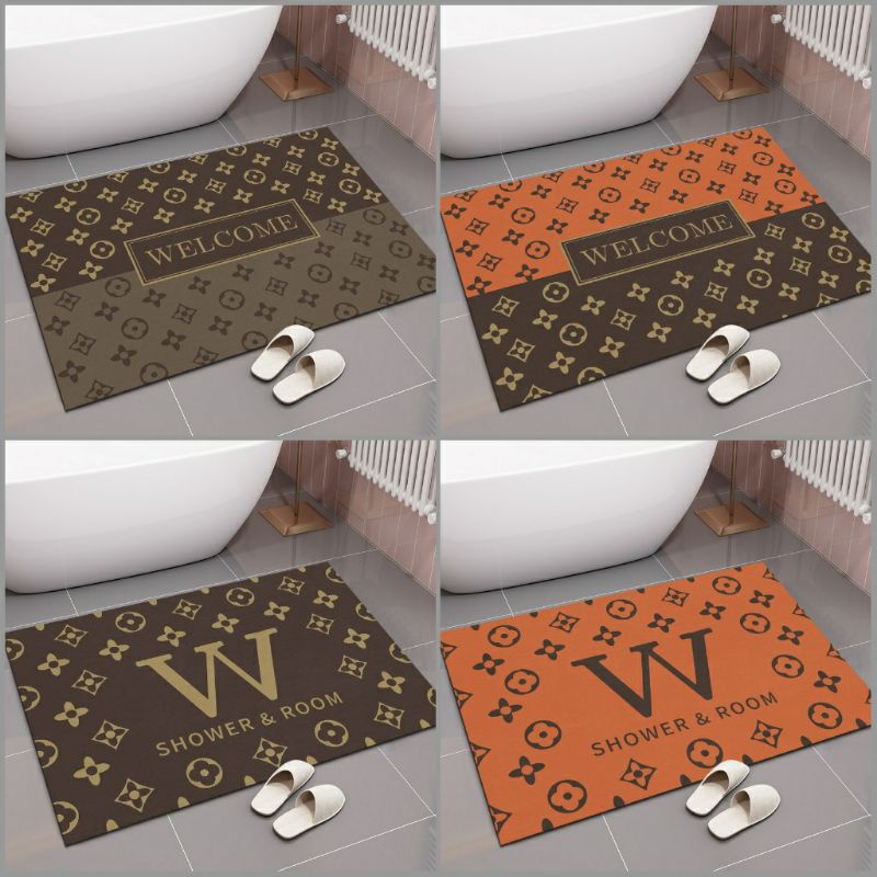 名牌配色風格硅藻泥浴室地墊 矽藻土珪藻泥珪藻土軟地墊 吸水軟墊瞬吸墊 防滑地墊腳踏墊 LV棕愛瑪仕橘蒂芬尼藍-細節圖6