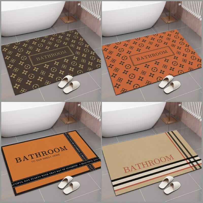 名牌配色風格硅藻泥浴室地墊 矽藻土珪藻泥珪藻土軟地墊 吸水軟墊瞬吸墊 防滑地墊腳踏墊 LV棕愛瑪仕橘蒂芬尼藍-細節圖7