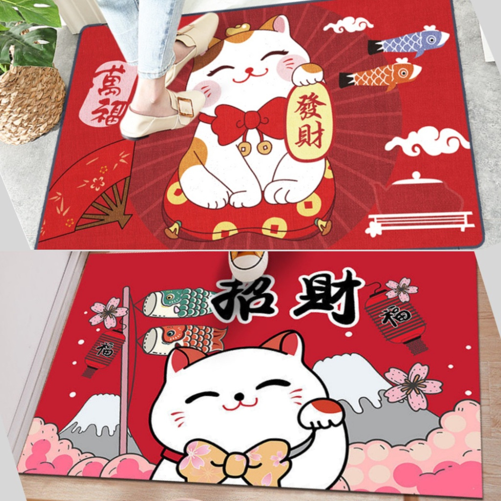 招財貓入戶地墊進門地墊大門地墊 招財貓地毯 貓咪腳踏墊 開運地墊招財地墊 卡通地墊 玄關地墊 門墊門口地毯 止滑墊 禮物-細節圖3