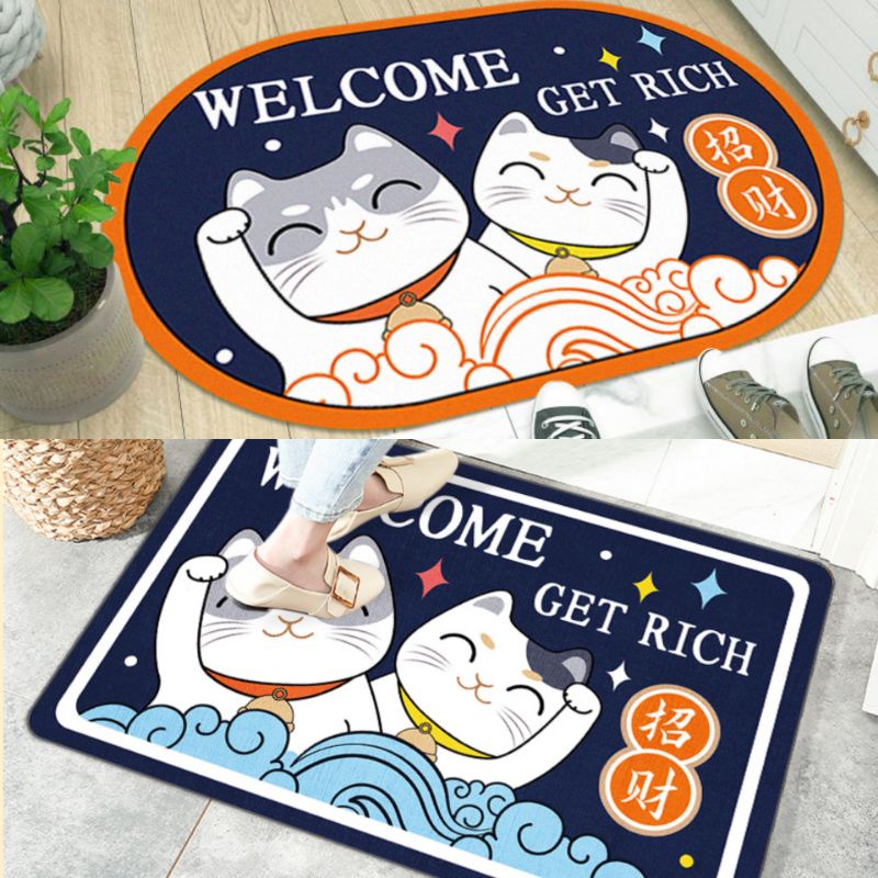 招財貓入戶地墊進門地墊大門地墊 招財貓地毯 貓咪腳踏墊 開運地墊招財地墊 卡通地墊 玄關地墊 門墊門口地毯 止滑墊 禮物-細節圖5