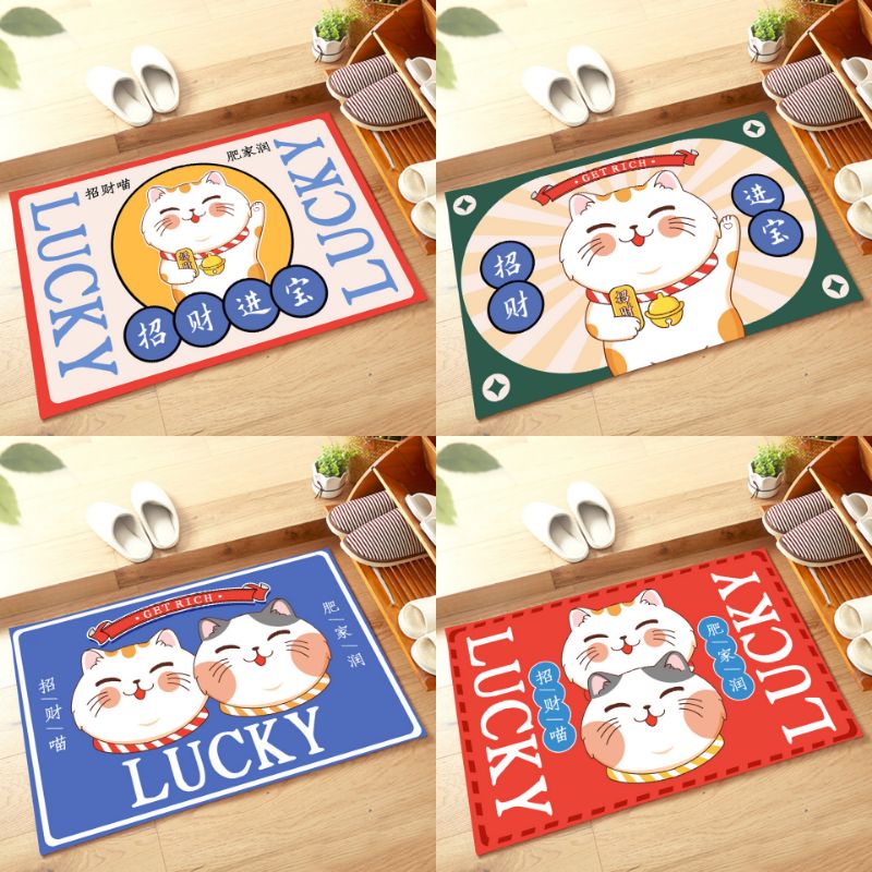 招財貓入戶地墊進門地墊大門地墊 招財貓地毯 貓咪腳踏墊 開運地墊招財地墊 卡通地墊 玄關地墊 門墊門口地毯 止滑墊 禮物-細節圖7