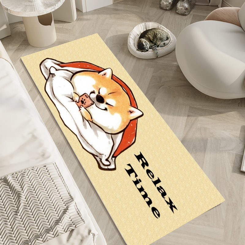 阿柴床邊地毯床邊地墊 柴犬地墊  圓形地毯卡通地毯 柴柴客廳地毯 床邊腳踏墊 兒童遊戲墊 生日禮物交換禮物 巧咪生活-細節圖8