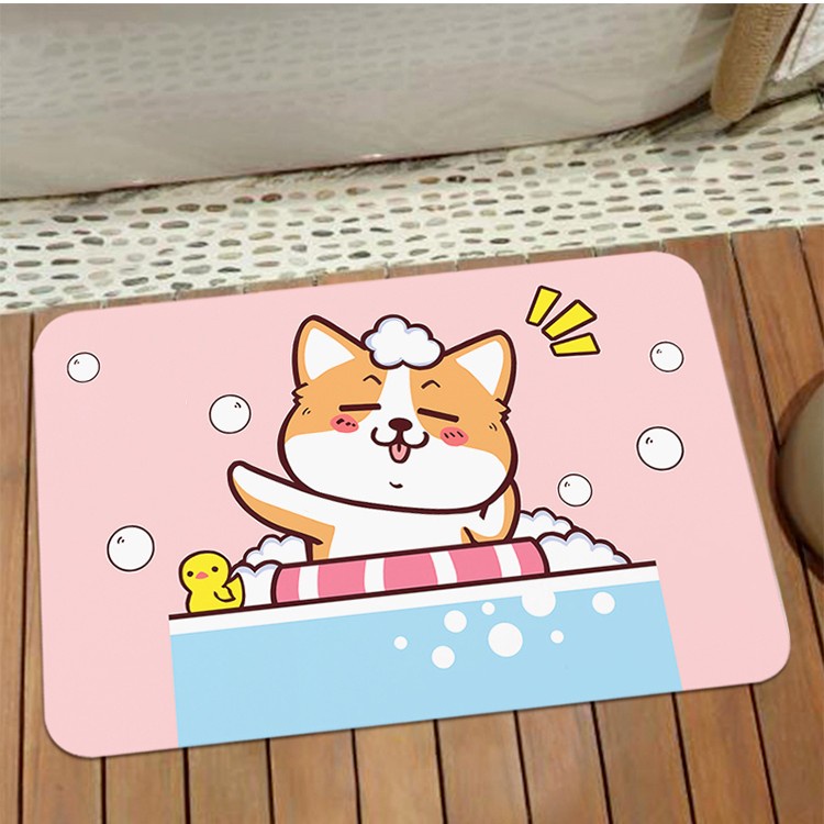 柯基浴室地墊 硅藻泥軟地墊 科基腳踏墊吸水地墊 矽藻土珪藻泥軟墊 小狗卡通地墊 生日禮物交換禮物-細節圖3