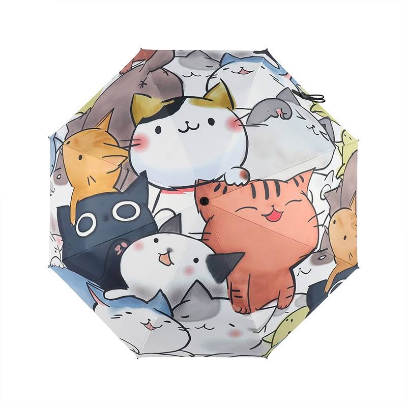 萌貓全自動晴雨傘 貓咪全自動雨傘 自動折疊傘自動摺疊傘 卡通雨傘 陽傘三折傘 自動傘自動雨傘 可愛雨傘 摺疊雨傘 貓傘-規格圖9