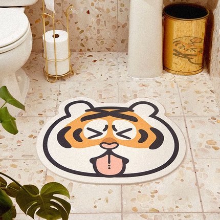 吐舌虎浴室地墊 萌虎地毯虎頭硅藻泥軟墊 老虎地毯胖虎地墊動物地墊 吸水地墊防滑地毯 軟珪藻土胖虎不二馬 生日禮物交換禮物-細節圖2