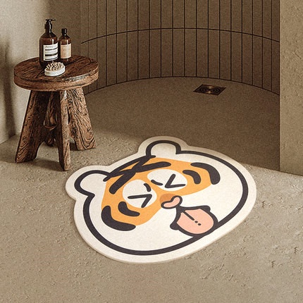 吐舌虎浴室地墊 萌虎地毯虎頭硅藻泥軟墊 老虎地毯胖虎地墊動物地墊 吸水地墊防滑地毯 軟珪藻土胖虎不二馬 生日禮物交換禮物-細節圖3