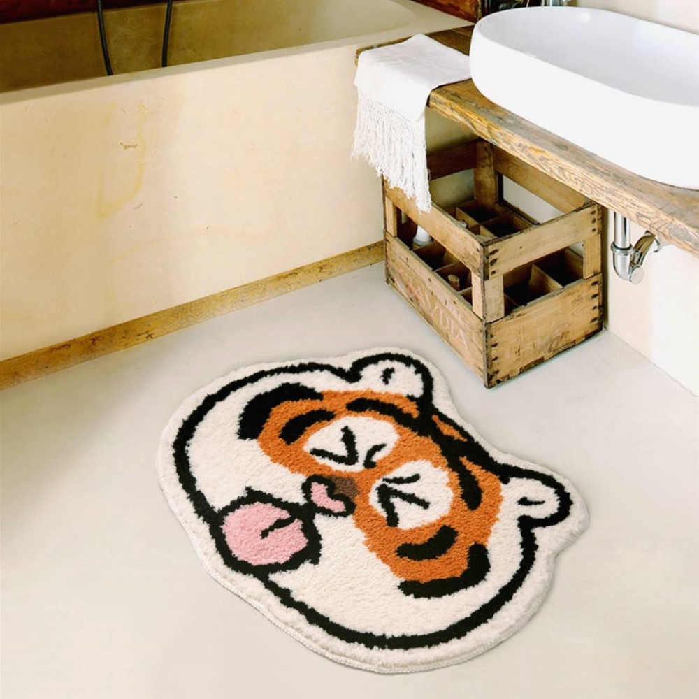 吐舌虎浴室地墊 萌虎地毯虎頭硅藻泥軟墊 老虎地毯胖虎地墊動物地墊 吸水地墊防滑地毯 軟珪藻土胖虎不二馬 生日禮物交換禮物-細節圖6