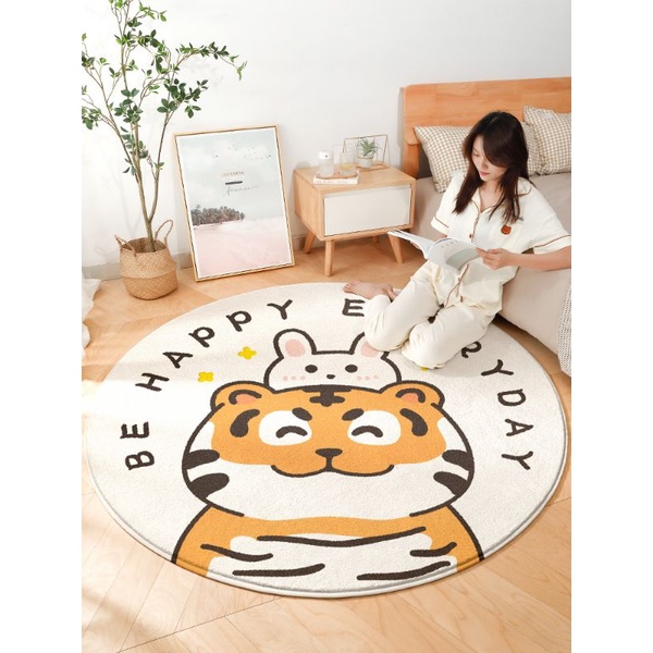 萌虎圓形地毯 萌虎地墊 胖虎不二馬 胖虎地墊 臥室地毯 客廳地毯 床邊地毯 腳踏墊 遊戲墊  門墊 圓形地墊-細節圖7