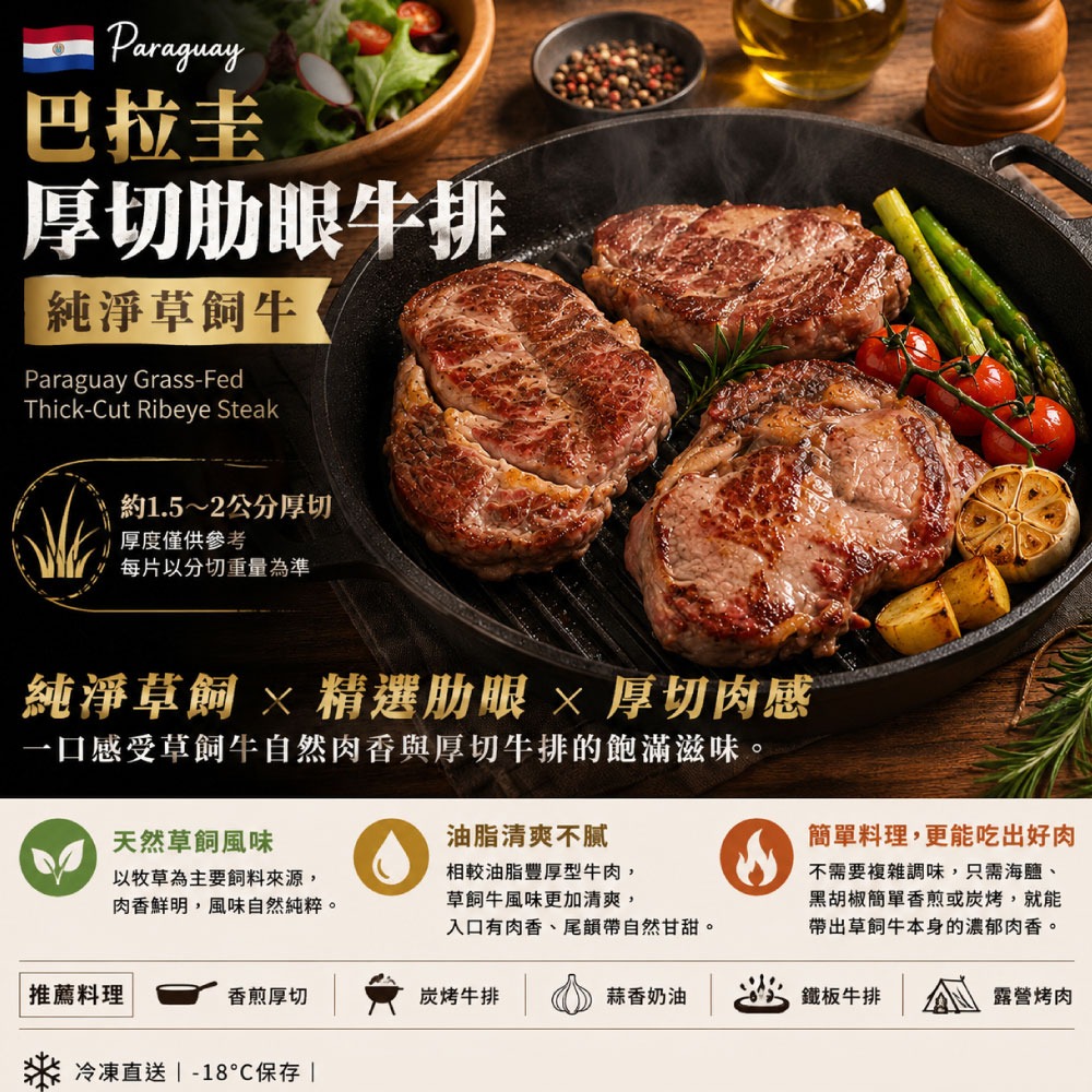 【豪鮮牛肉】厚切草原之心全天然肋眼牛排4片(200g±10%/片)-細節圖3