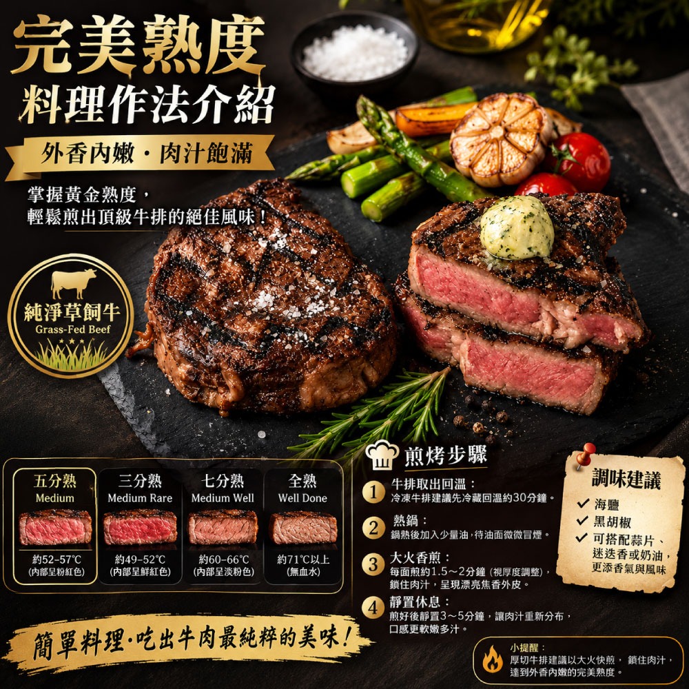 【豪鮮牛肉】厚切草原之心全天然肋眼牛排4片(200g±10%/片)-細節圖4