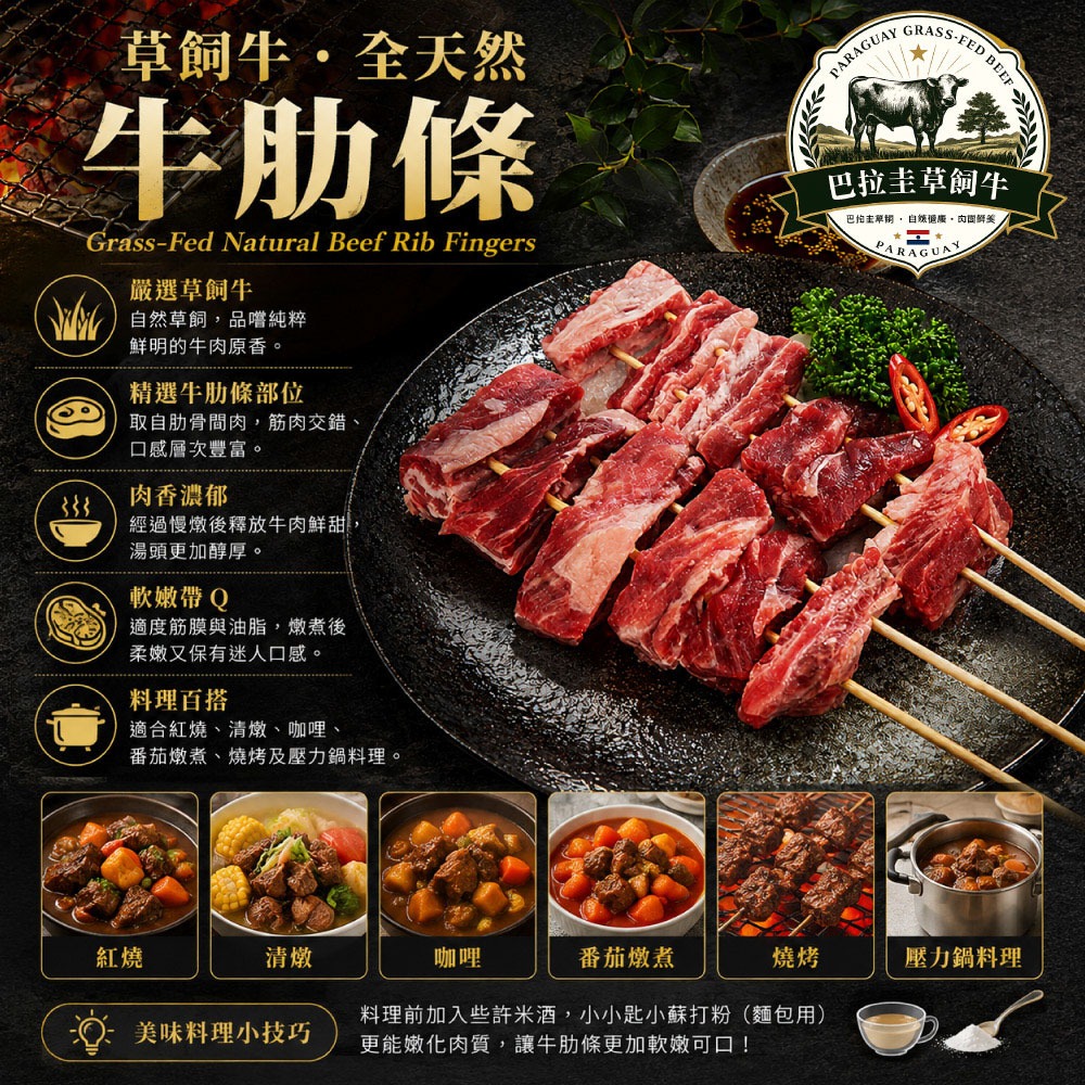 【豪鮮牛肉】草原之心天然牛肋條切段3包(500g/包)-細節圖3