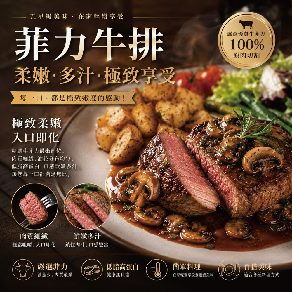 【豪鮮牛肉】草原之心熟成菲力厚切4包(200g±10%/包)-細節圖2