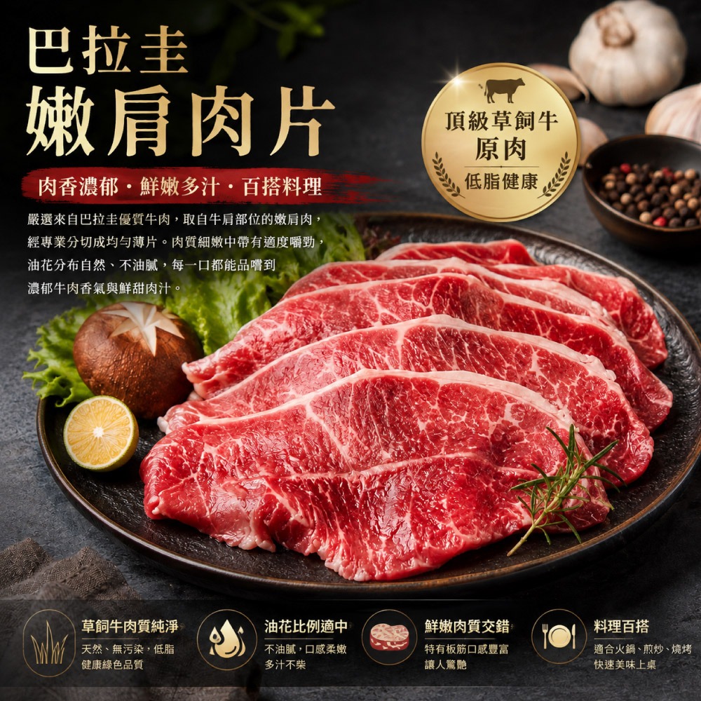 【豪鮮牛肉】草原熟成嫩肩肉片3包 (200g/包±10%)-細節圖2