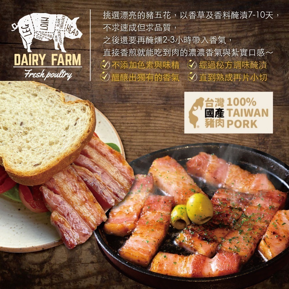【約克街肉鋪】台灣國產厚切培根4片(100g±10%／片)-細節圖3