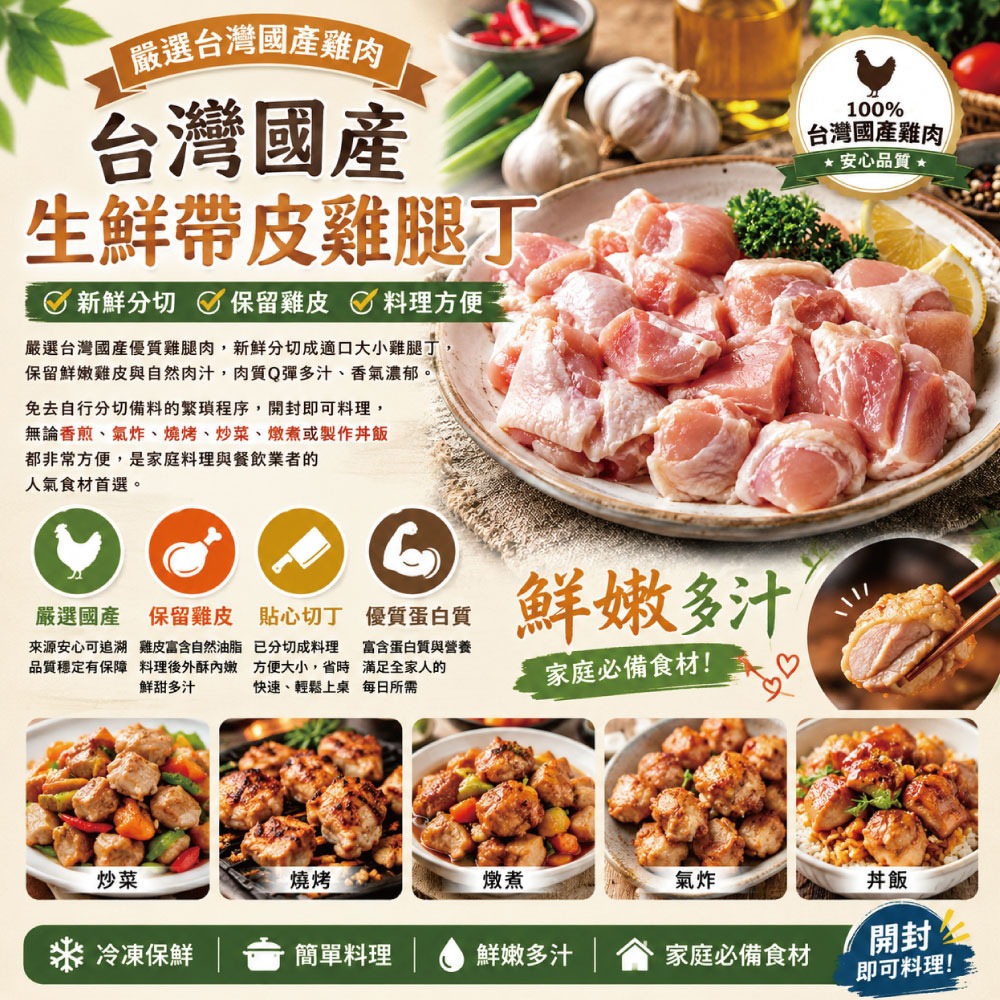 【約克街肉鋪】 台灣國產優質去骨雞腿丁5包(200g±10%/包)-細節圖2