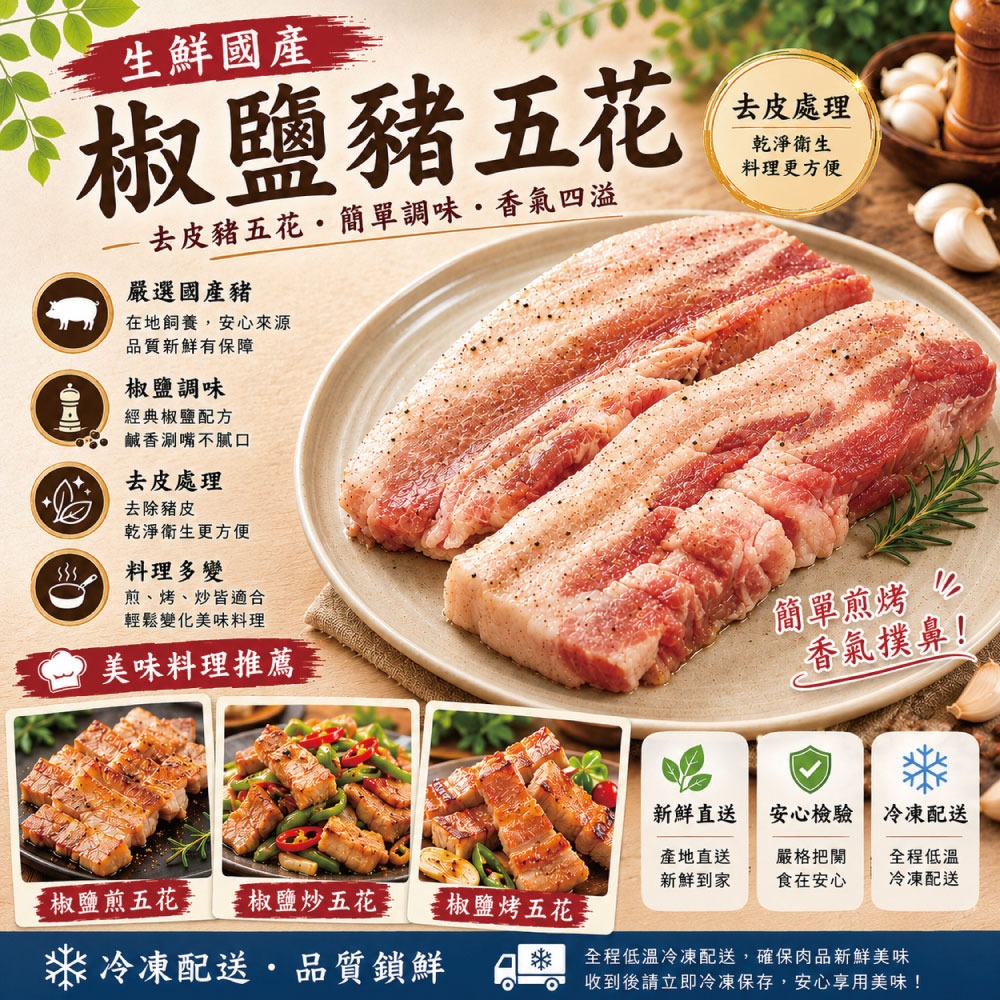 【約克街肉鋪】港式椒鹽豬五花肉排6片 (100g±10%/片/2片1包)-細節圖2