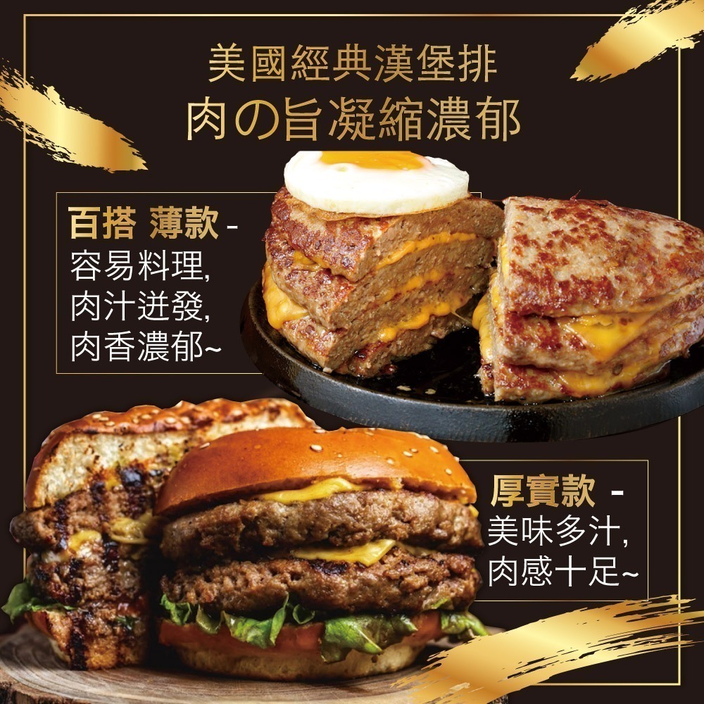 【赤豪家庭私廚】美式牛肉漢堡排5組 任選(厚200g/片薄100g/片)-細節圖2