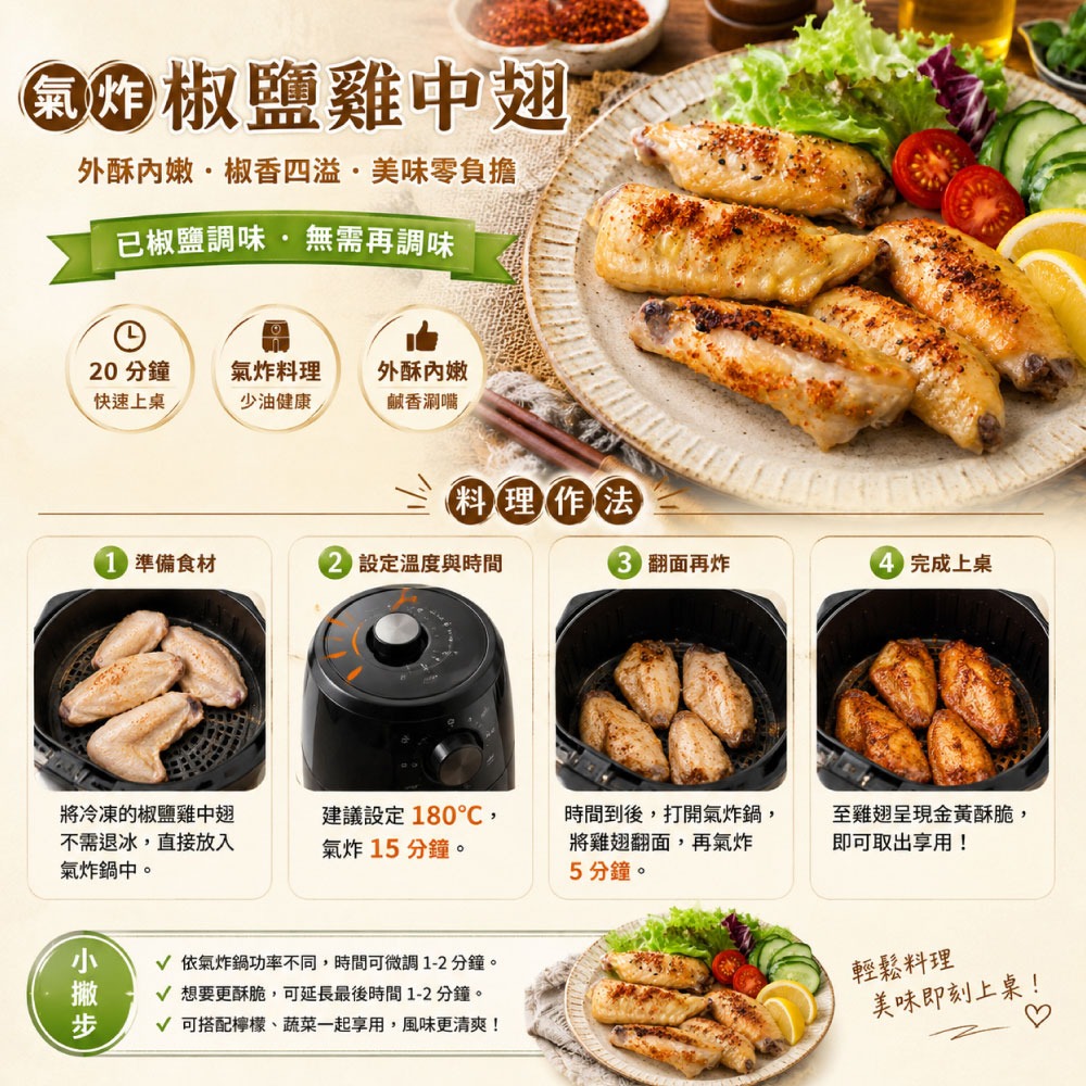 【赤豪家庭私廚】椒鹽鮮嫩雞中翅2包(500g±10%/包)-細節圖3
