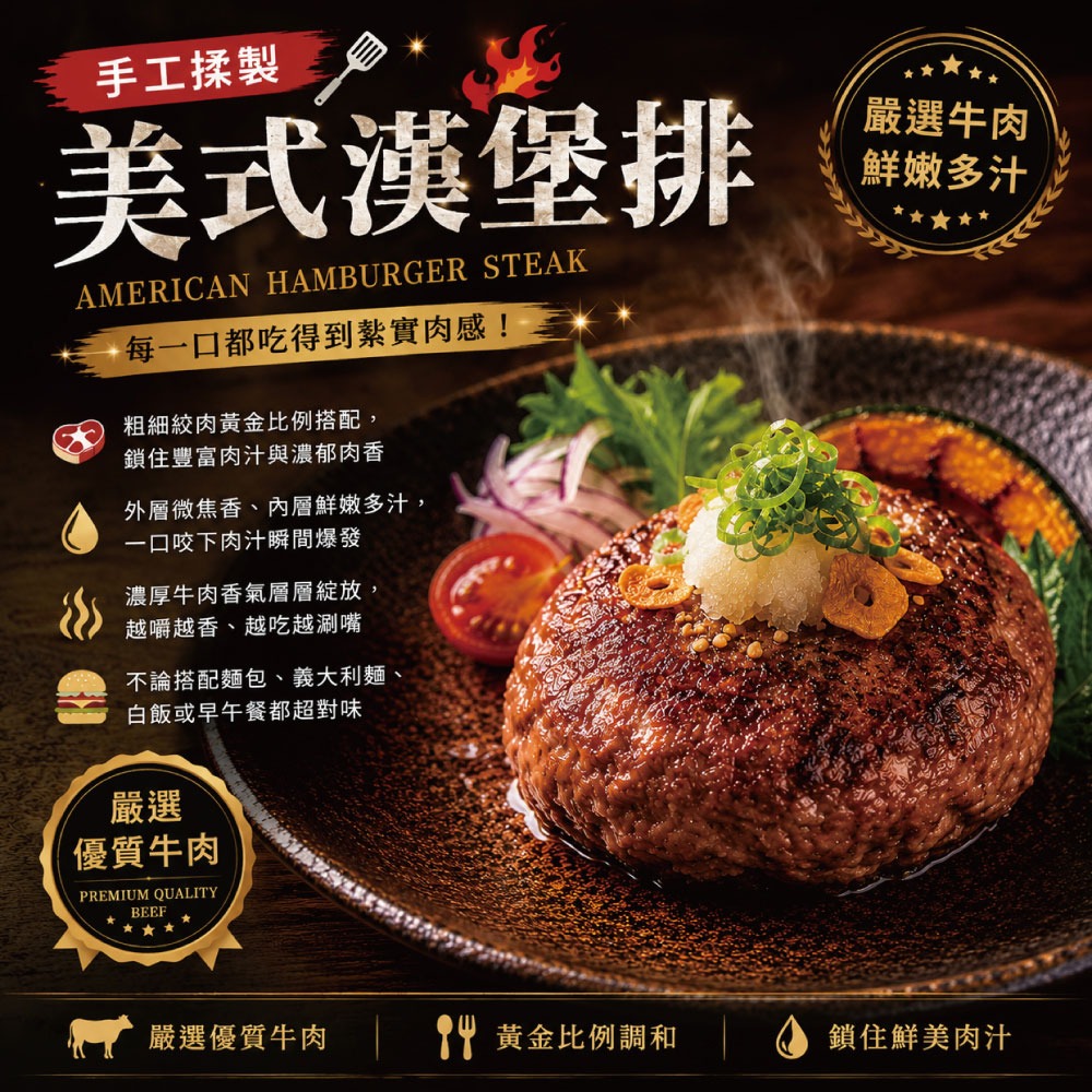 【豪鮮牛肉】美國超厚100%純牛漢堡排6片（100g±10%/片）-細節圖2