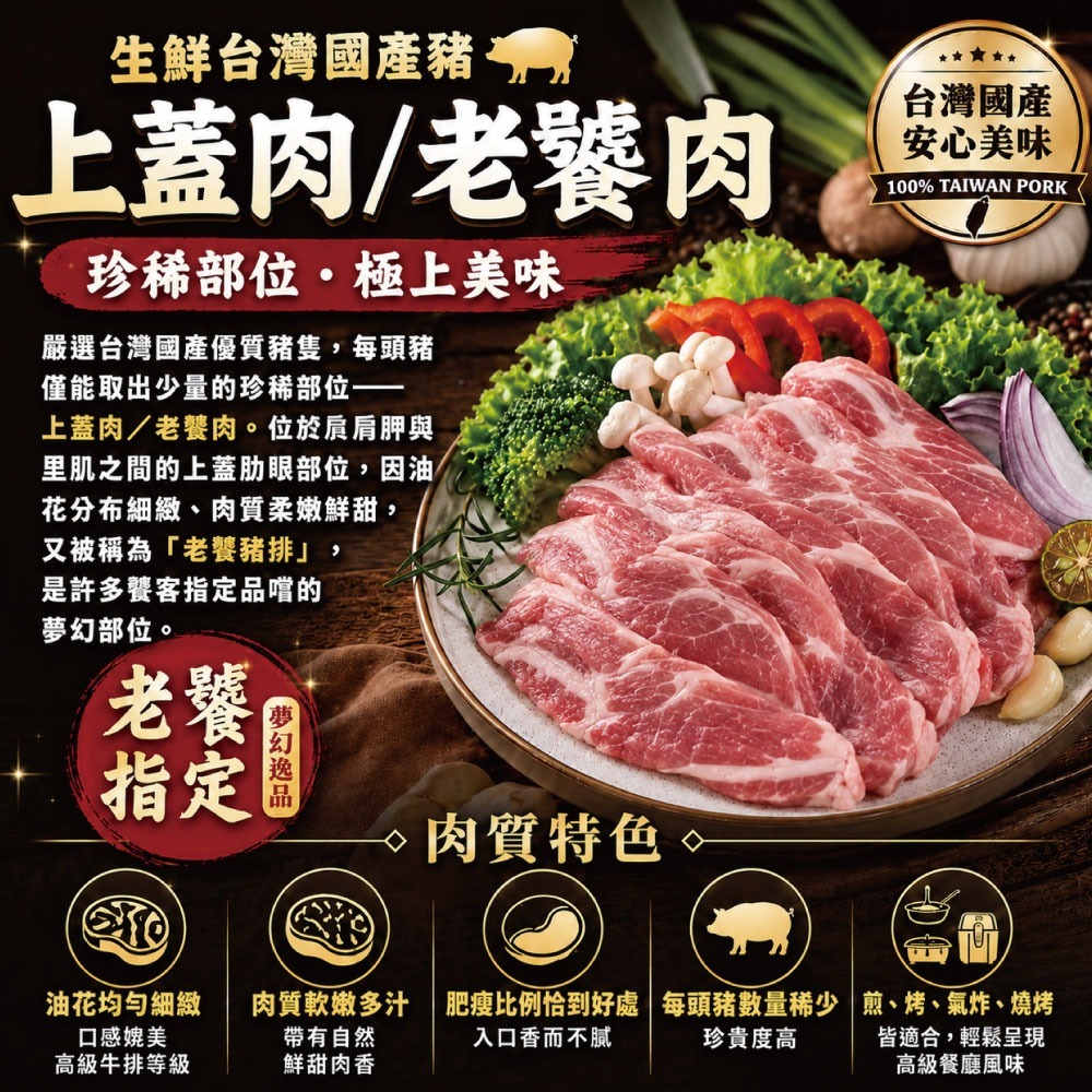 【約克街肉鋪】國產豬里肌上蓋肋條(老饕肉)3包(200g±10%/包)-細節圖2