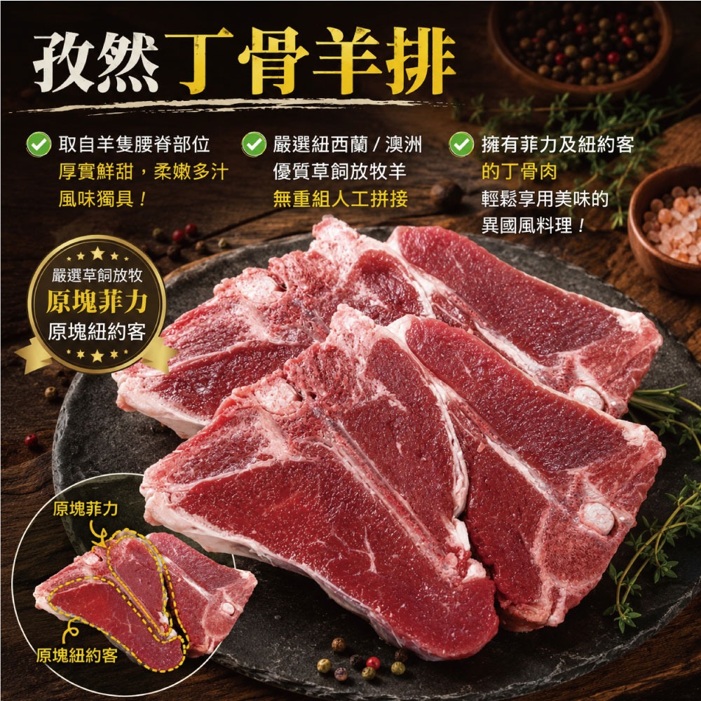 【約克街肉鋪】孜然丁骨羊排2包(250g±10%／包)-細節圖2