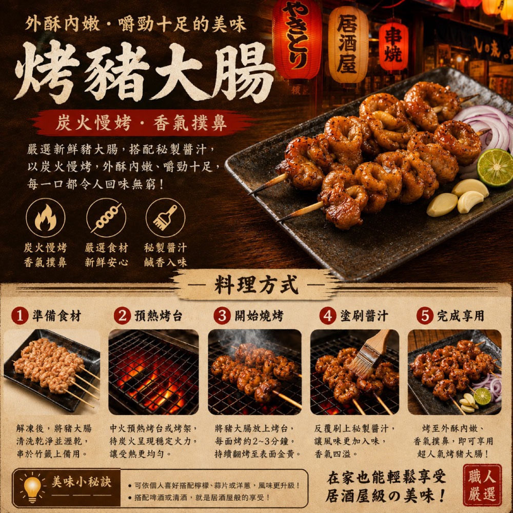 【約克街肉舖】香烤豬大腸串12串(30g±10%/串/3串1包)-細節圖3