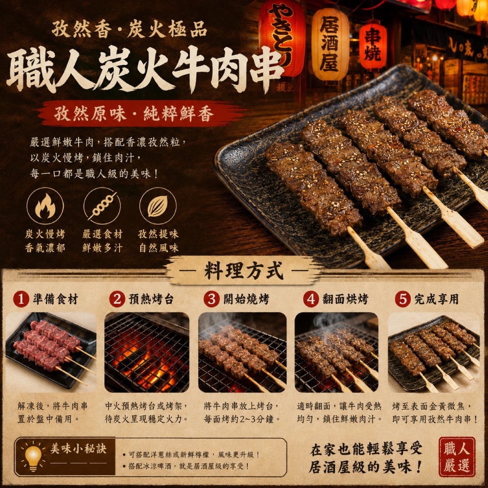 【約克街肉舖】蒜香/孜然牛肉串任選18串(40g±10%/串/3串1包)-細節圖8