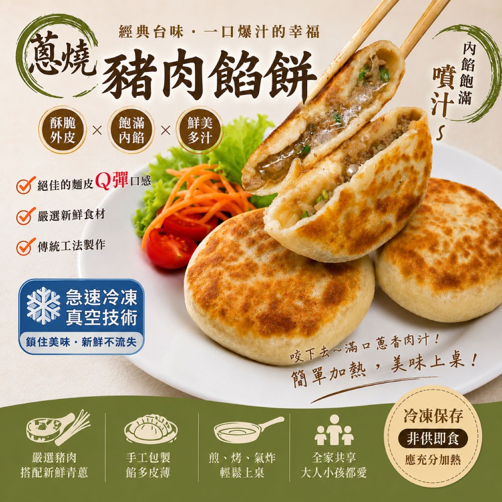 【赤豪家庭私廚】蔥燒鮮肉大餡餅30顆(75g±10%/顆/6顆1包)-細節圖2