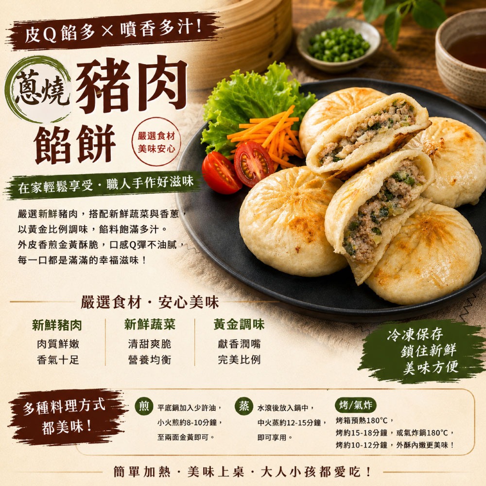 【赤豪家庭私廚】蔥燒鮮肉大餡餅30顆(75g±10%/顆/6顆1包)-細節圖3