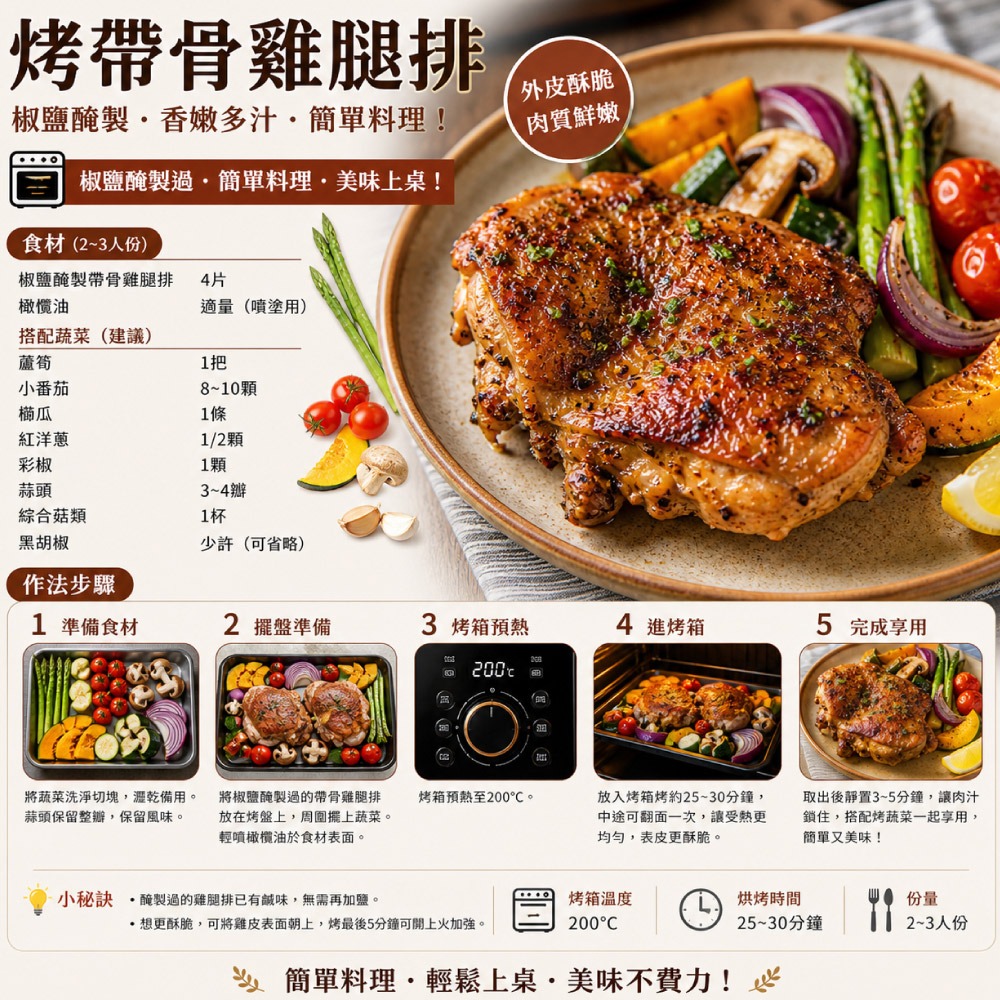 【赤豪家庭私廚】生醃椒鹽帶骨雞腿排5包(600g±10%/包/約4片)-細節圖4