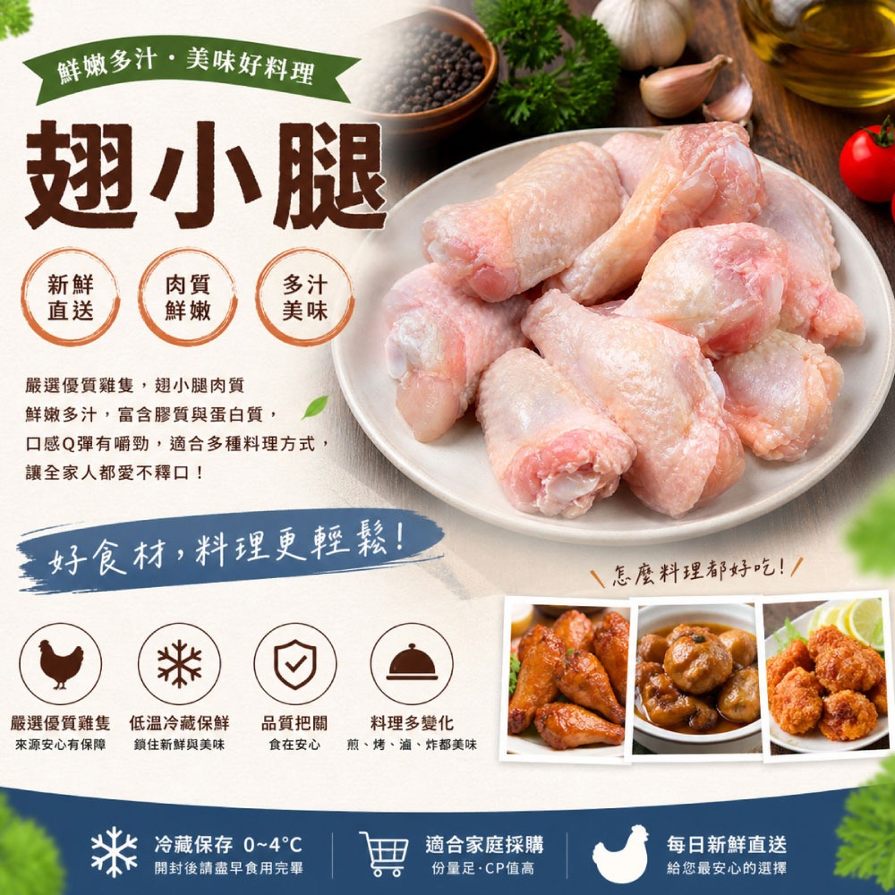 【約克街肉舖】台灣國產鮮嫩翅小腿5包(600g±10%/包)-細節圖2