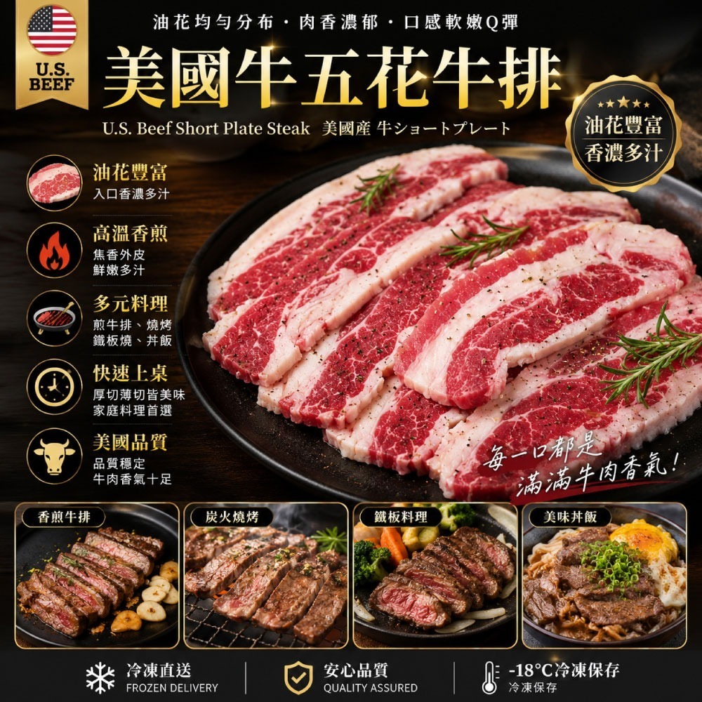 【豪鮮牛肉】安格斯凝脂牛五花牛排(100g±10％/片)-細節圖2