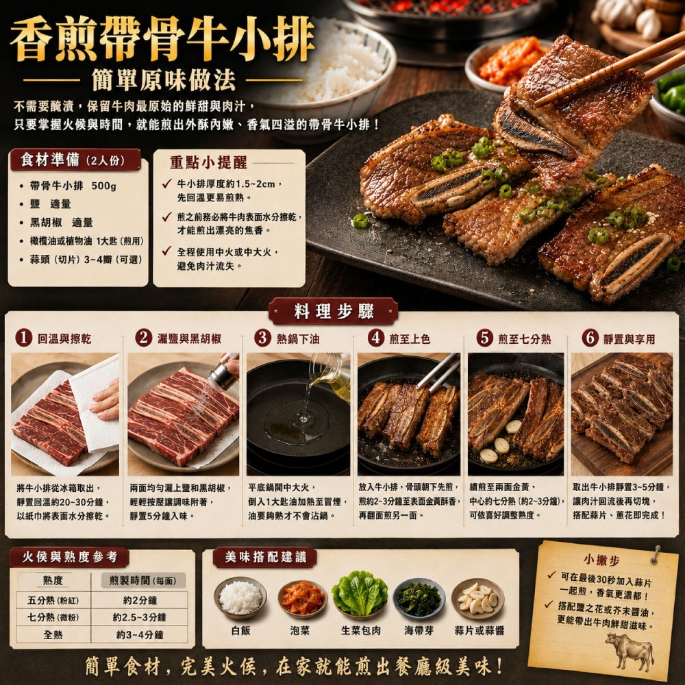 【豪鮮牛肉】安格斯頂級凝脂帶骨牛小排(200g±10％/包3~6片/單骨切)-細節圖4