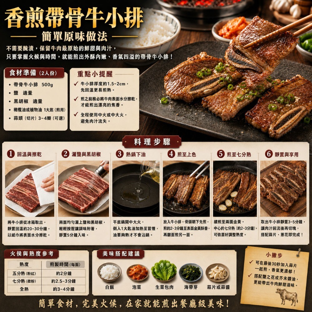 【限時購】【豪鮮牛肉】安格斯頂級凝脂帶骨牛小排(200g±10％/包3~6片/單骨切)-細節圖5