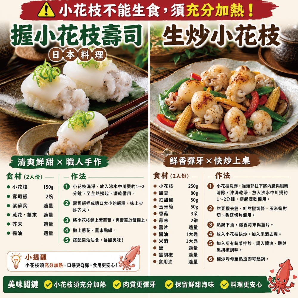 【小川漁屋】單凍小花枝5包(300g±10%／包)-細節圖3