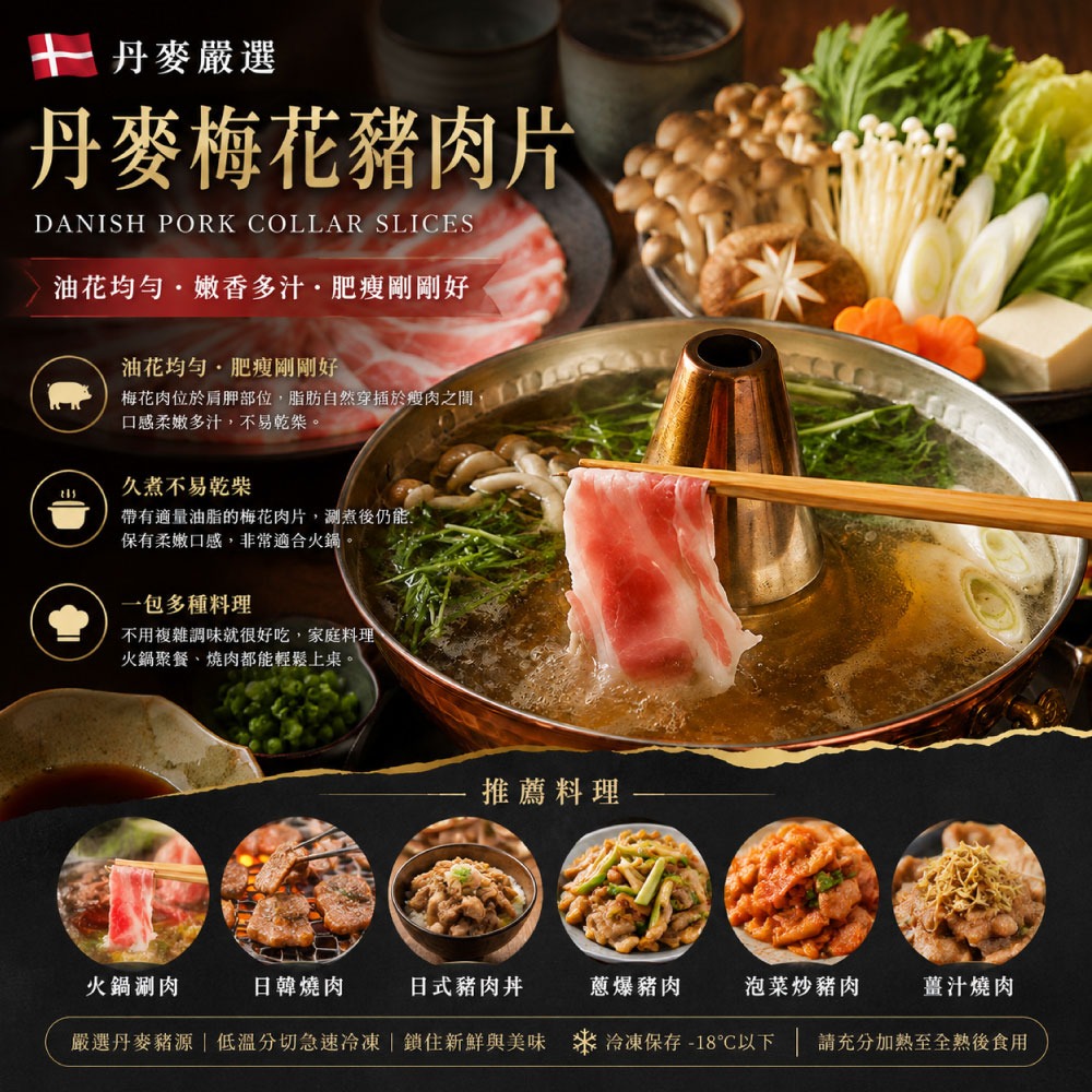 【豪鮮牛肉】丹麥梅花豬肉片5盒(200g±10%/盒)-細節圖2