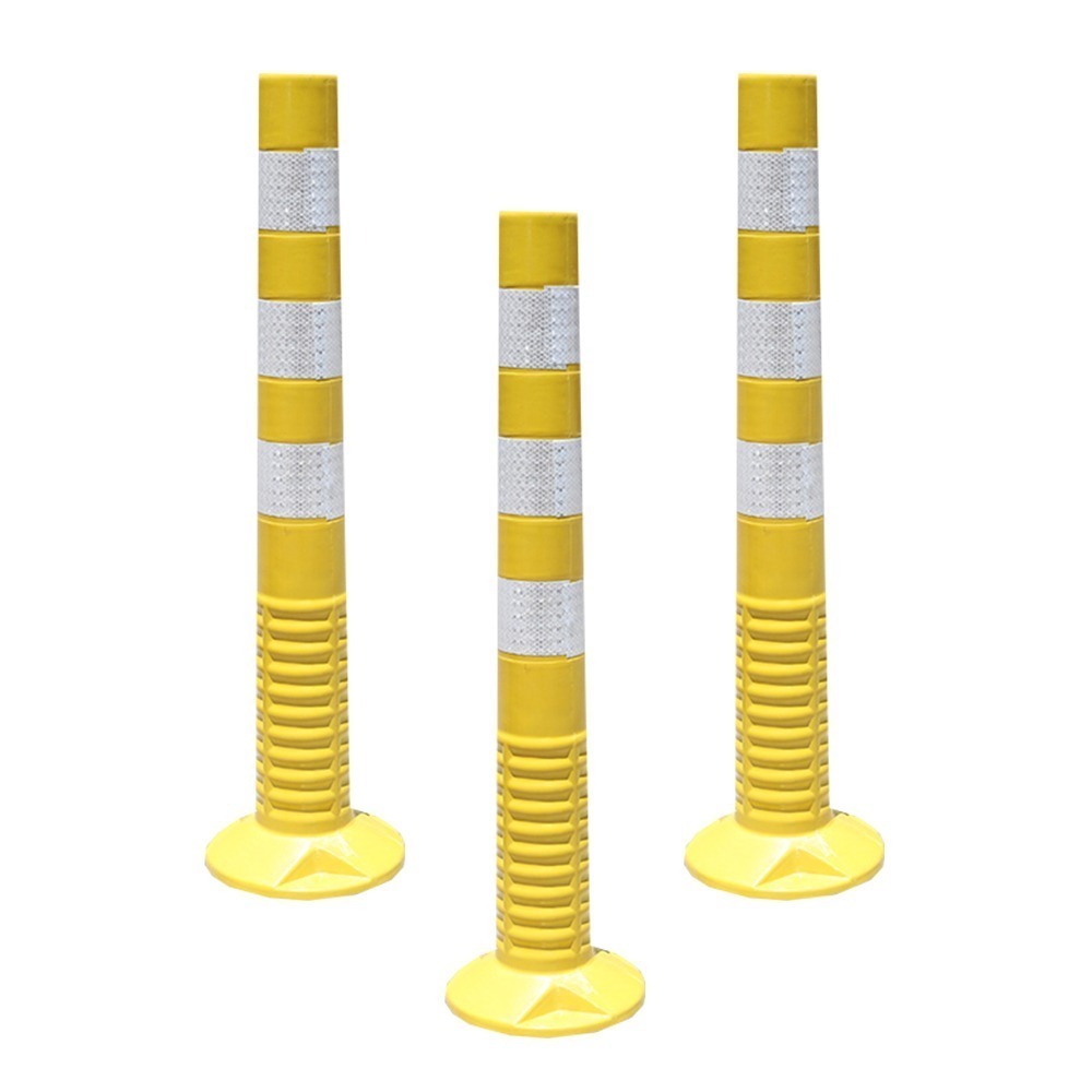 黃白警示柱 交通柱 75公分 分隔桿 反光柱 隔離柱 PU防撞桿 安全桿 警示錐 黃色彈力柱【工仔人】RW755-細節圖2
