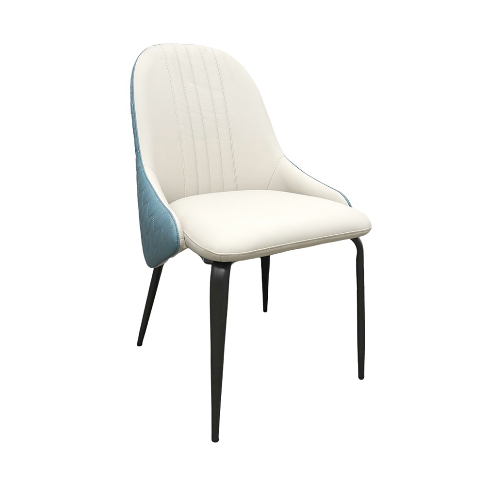 梳妝椅 高背休閒椅 餐椅 咖啡廳椅 靠背椅子 靠背椅 坐椅 皮革椅 高背椅 餐桌椅 淺灰座淺藍繡花-細節圖2