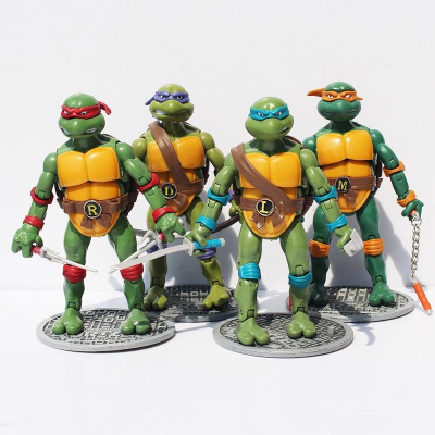 【佩斯多】忍者龜 懷舊卡通 經典 四款一組 烏龜 可愛 模型 公仔 玩具 可動 關節 禮品