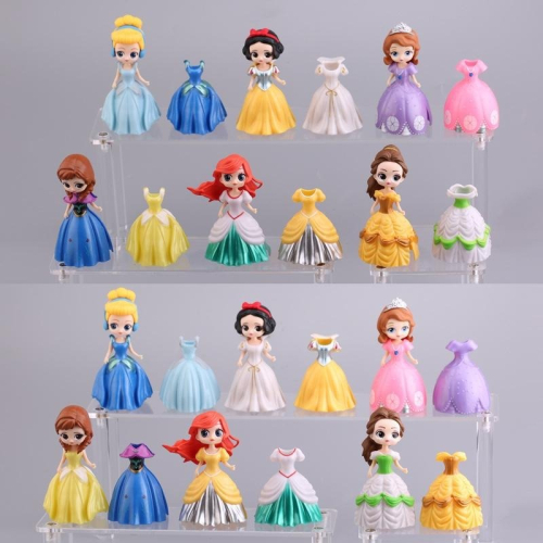 【佩斯多】迪士尼 公主 可換衣裝 美人魚 奧羅拉 白雪公主 灰姑娘 安娜 艾莎 貝兒 公仔 模型 玩具