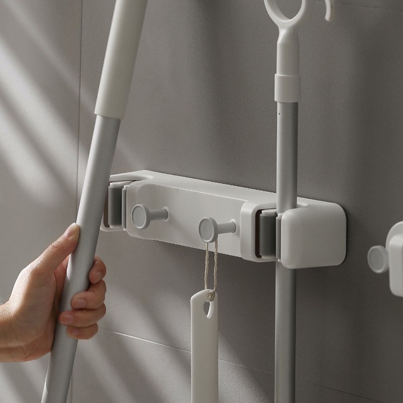 免打孔掛架拖把收纳架壁掛卡扣掃把夹 拖把掛勾 拖把架 浴室收納架 清潔用品收納-細節圖5