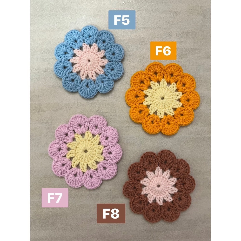 墊小二🧶手作編織｜花花杯墊-細節圖4