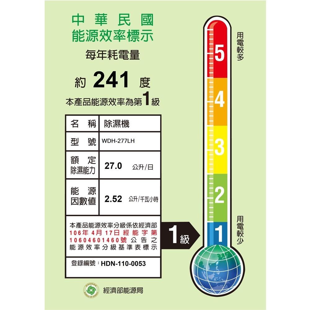 威技 27L 能效一級除濕機 台灣製造 WDH-277LH-細節圖2