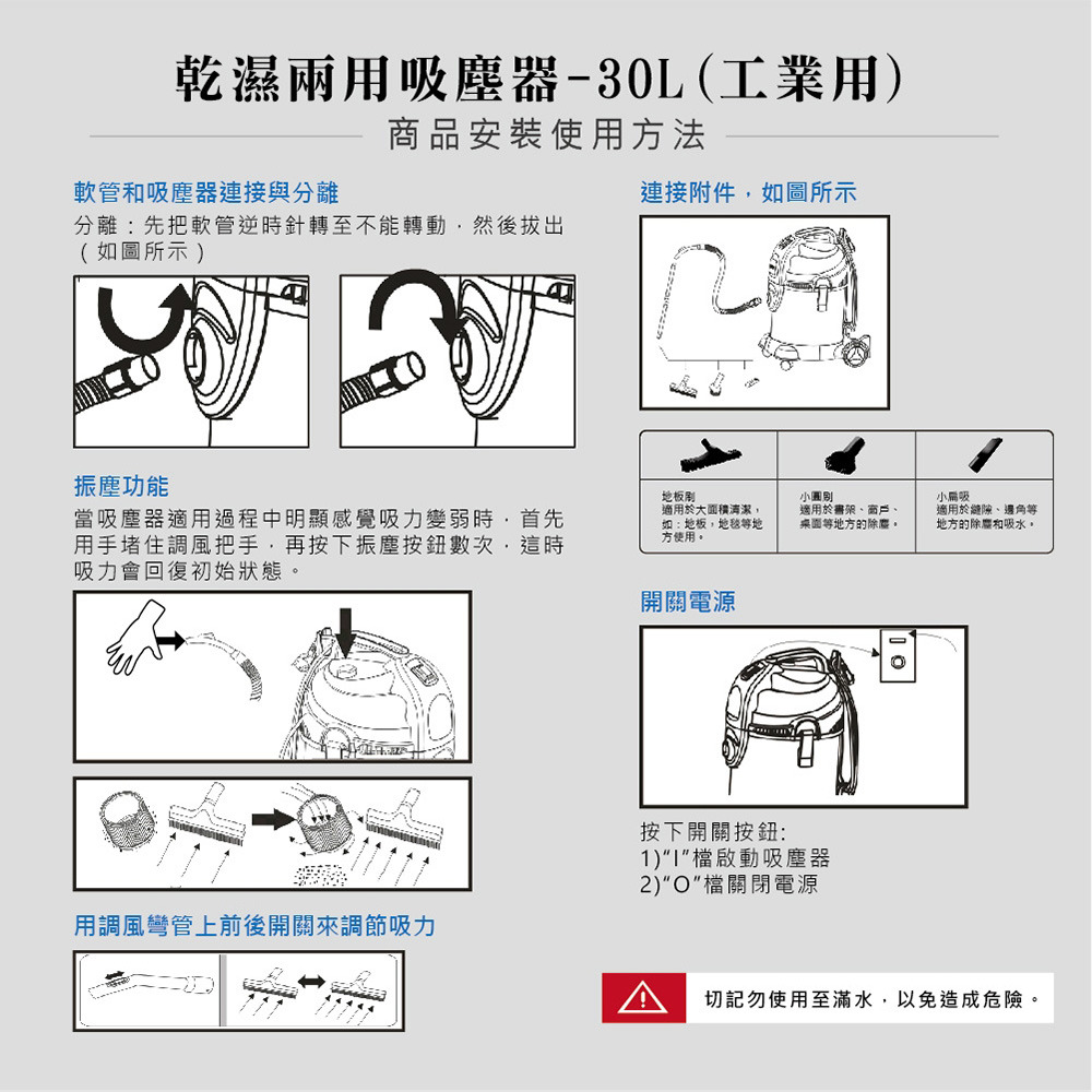 順帆風機 30L 工業用 乾濕兩用吸塵器 MDS-30-細節圖8